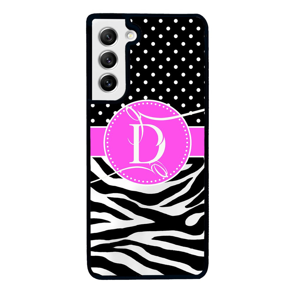 Zebra and Polka Dot Initial Samsung Phone Case