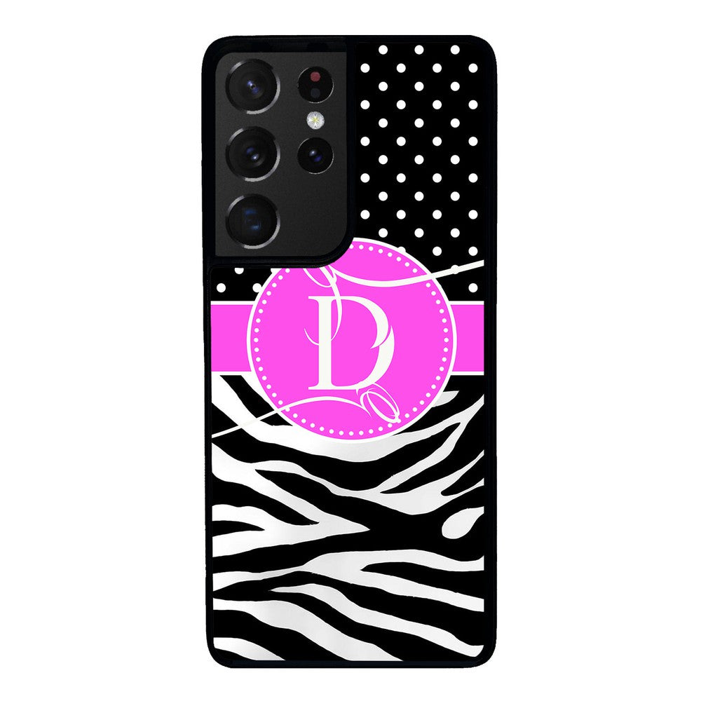Zebra and Polka Dot Initial Samsung Phone Case