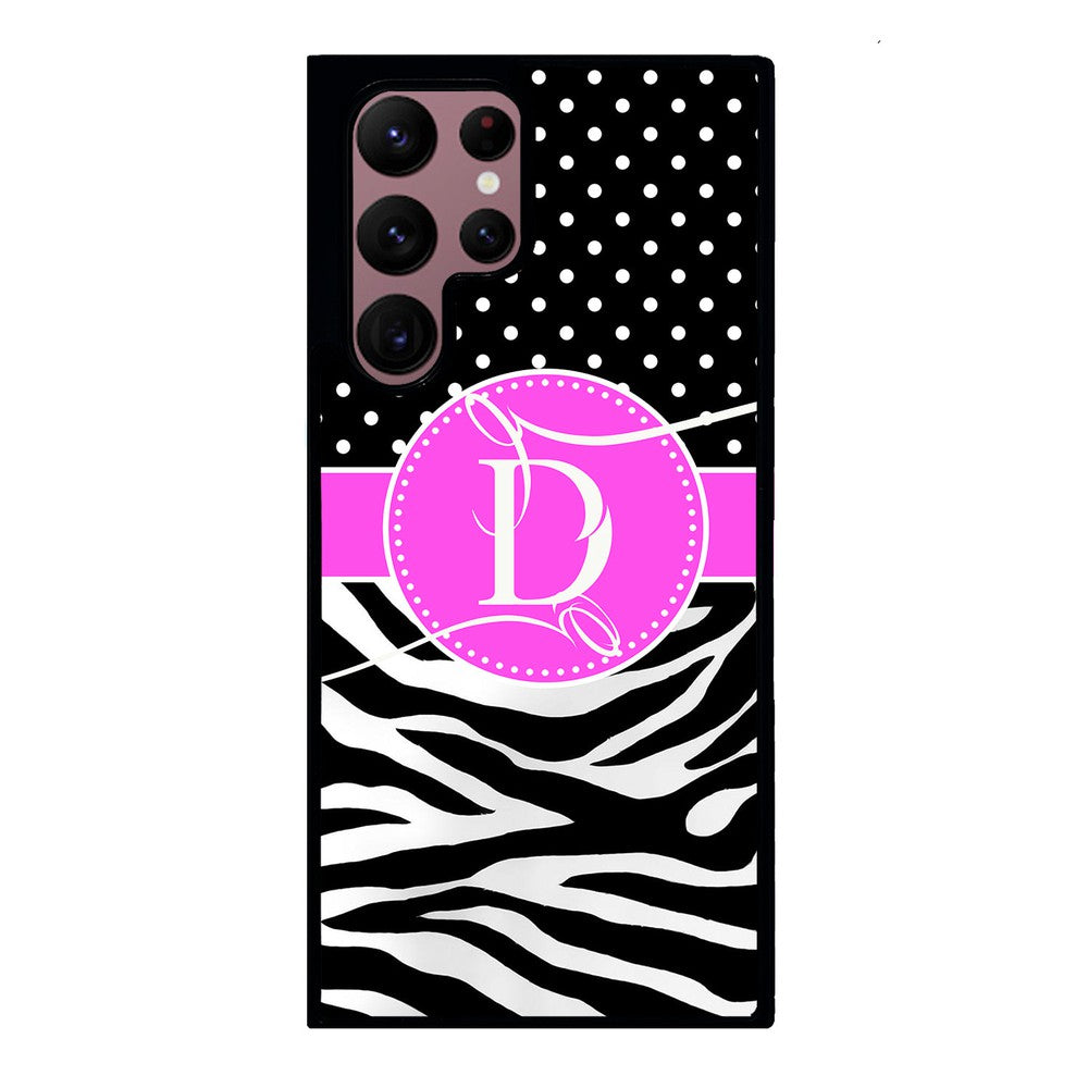 Zebra and Polka Dot Initial Samsung Phone Case