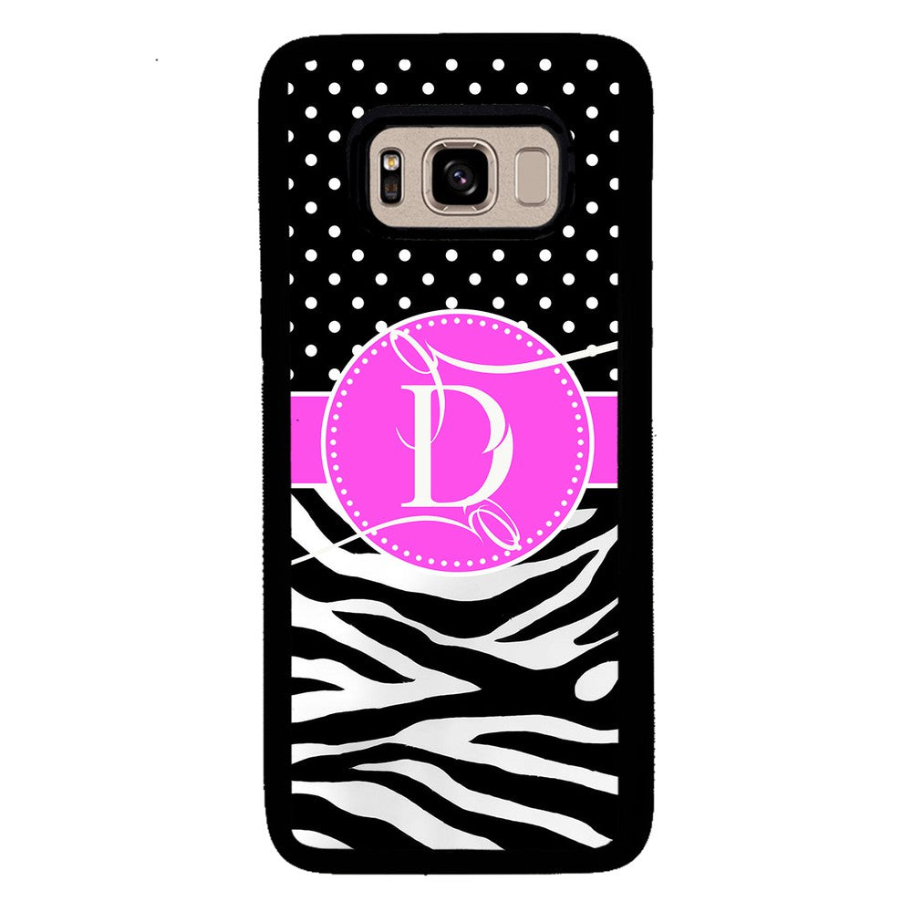 Zebra and Polka Dot Initial Samsung Phone Case