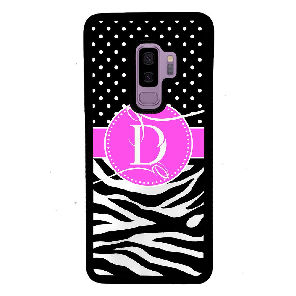 Zebra and Polka Dot Initial Samsung Phone Case