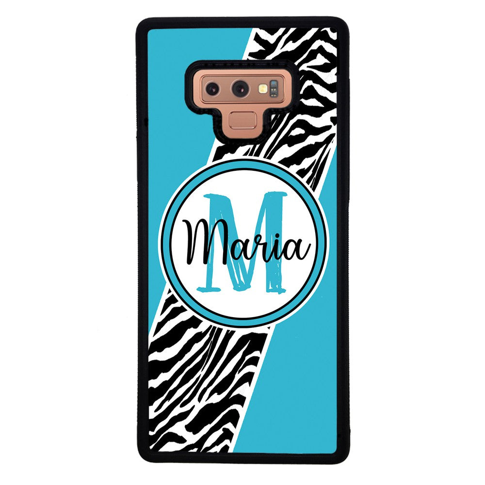 Zebra Skin Stripe Blue Teal Personalized Samsung Phone Case