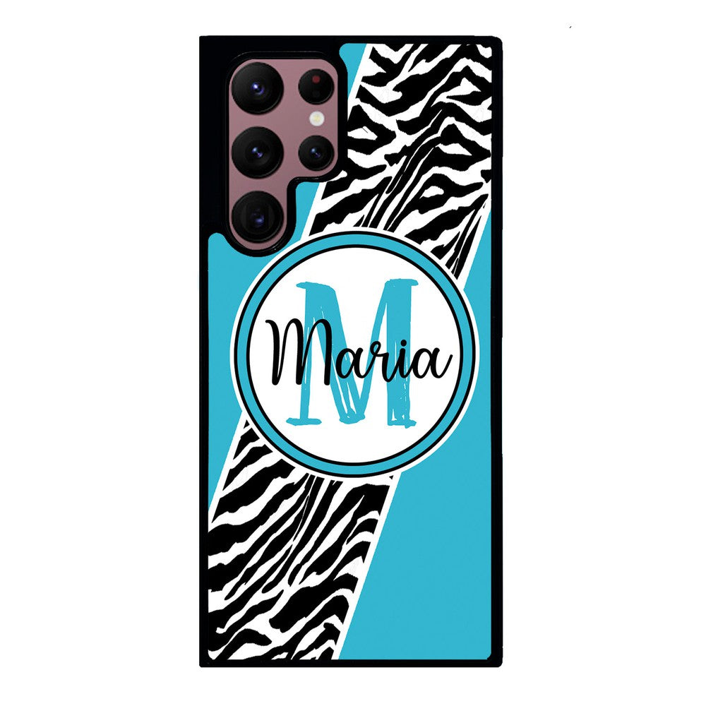 Zebra Skin Stripe Blue Teal Personalized Samsung Phone Case