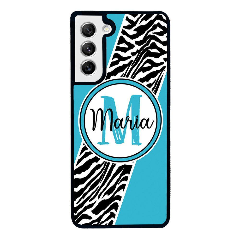 Zebra Skin Stripe Blue Teal Personalized Samsung Phone Case