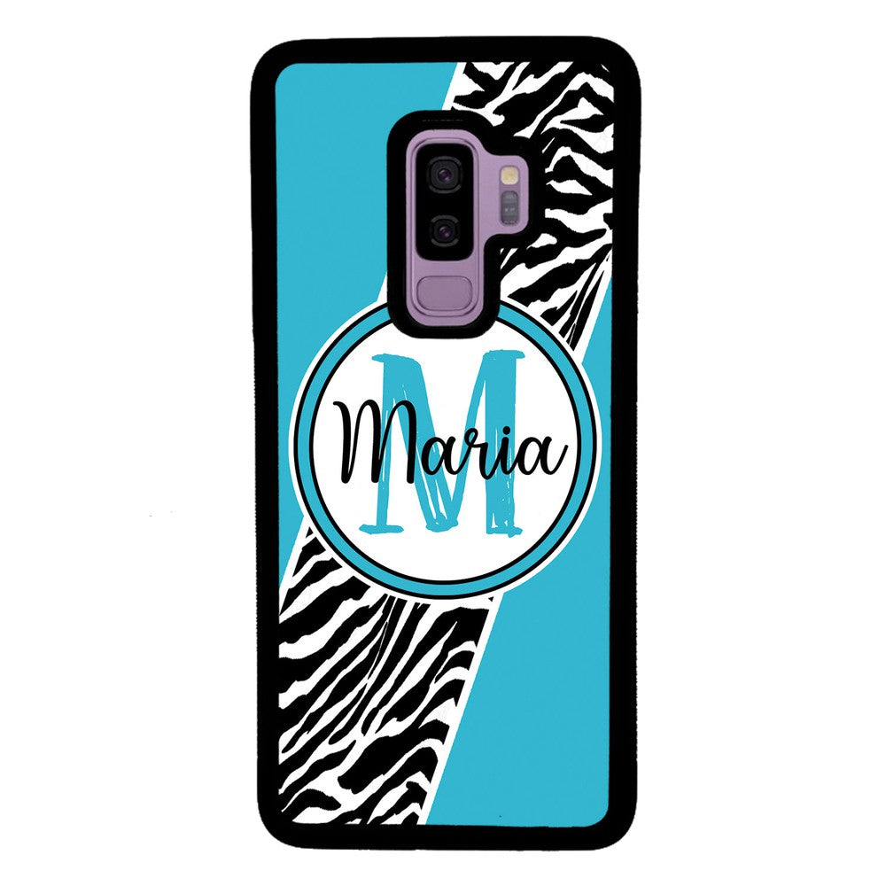 Zebra Skin Stripe Blue Teal Personalized Samsung Phone Case