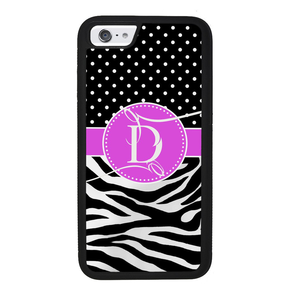 Zebra and Polka Dot Initial Apple iPhone Case