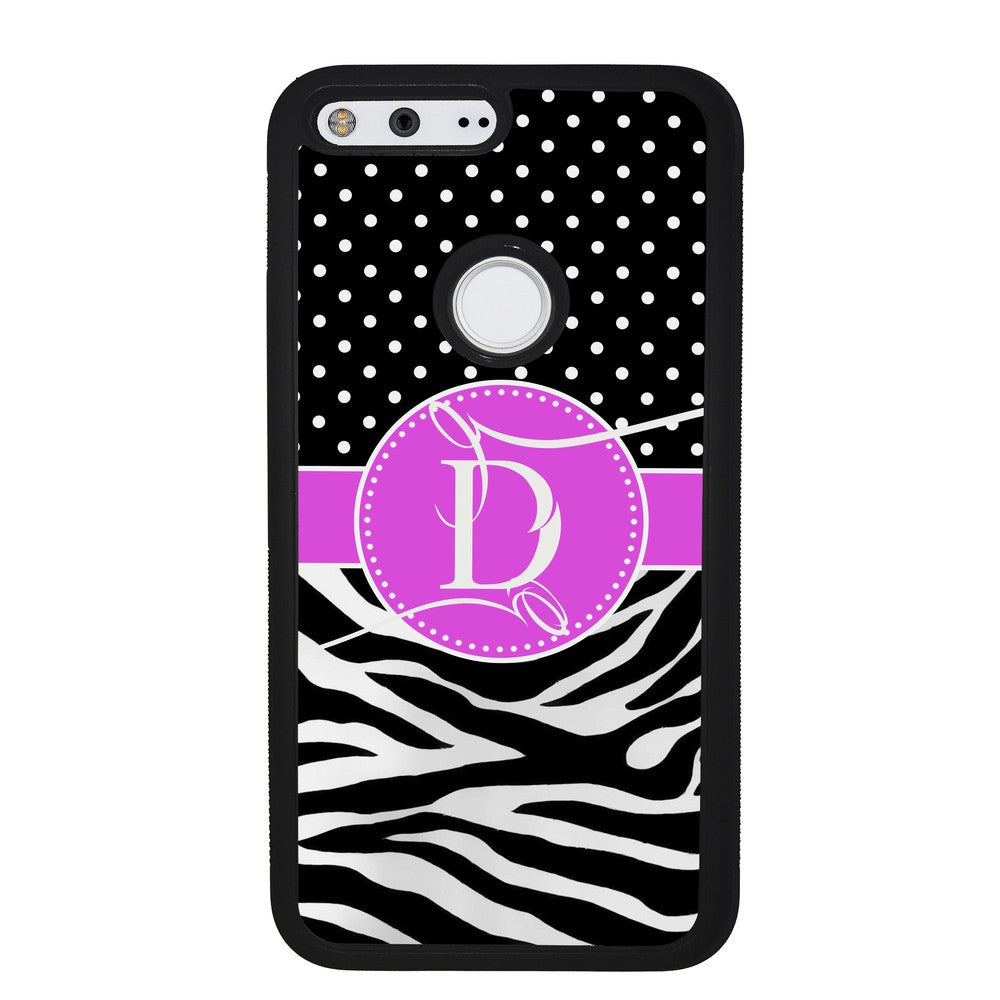 Zebra and Polka Dot Initial Google Phone Case