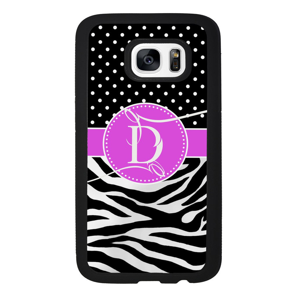 Zebra and Polka Dot Initial Samsung Phone Case