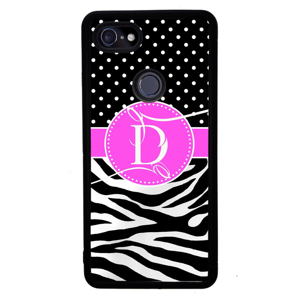 Zebra and Polka Dot Initial Google Phone Case