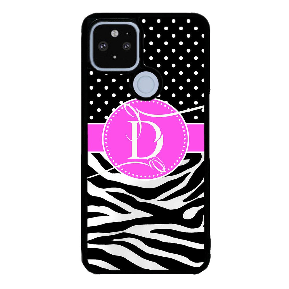 Zebra and Polka Dot Initial Google Phone Case