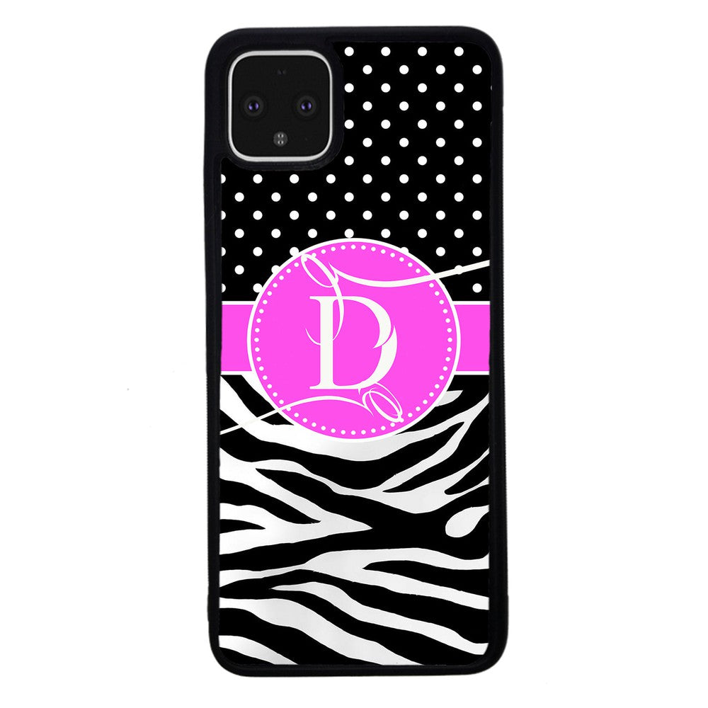 Zebra and Polka Dot Initial Google Phone Case