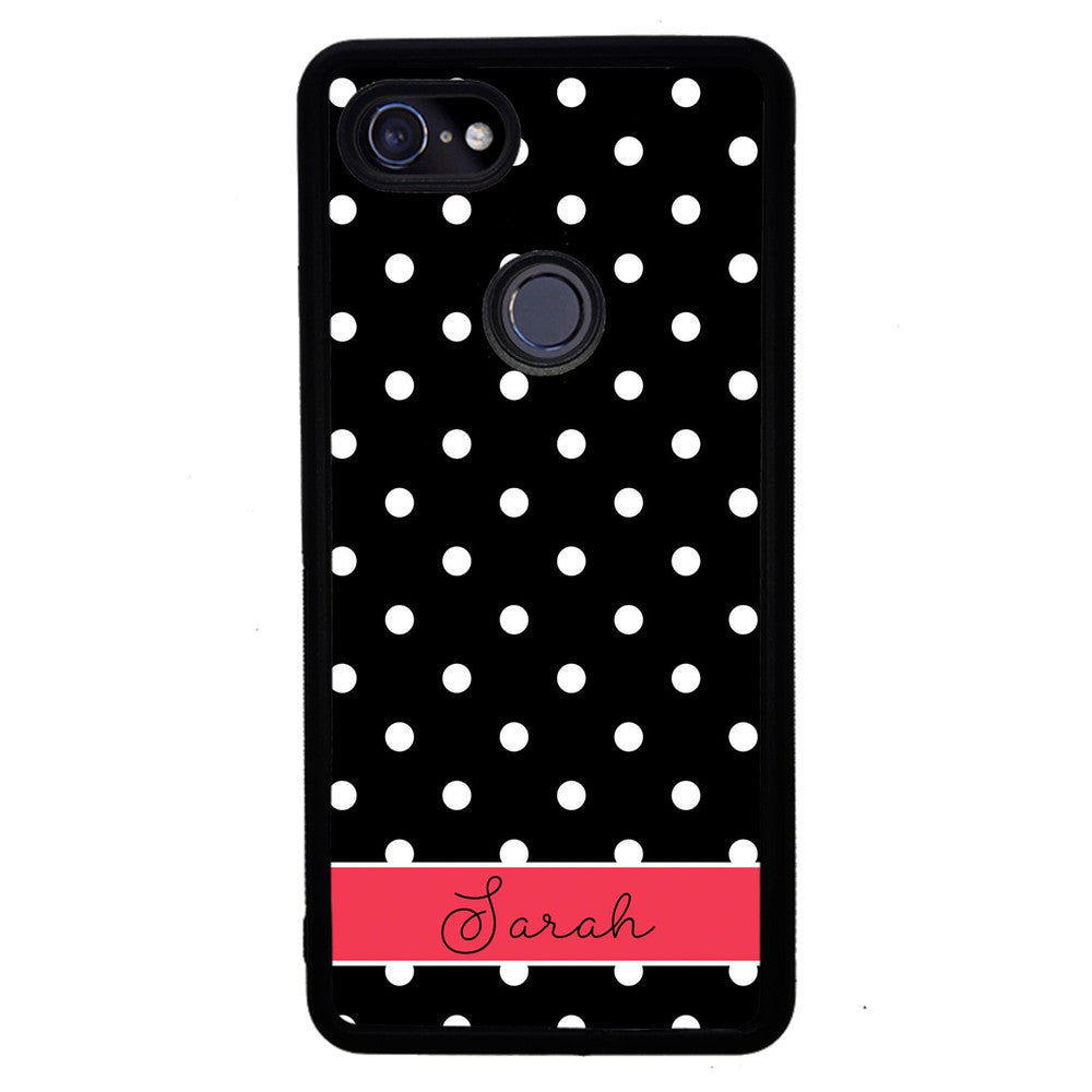 Black Polka Dot Red Personalized Google Phone Case