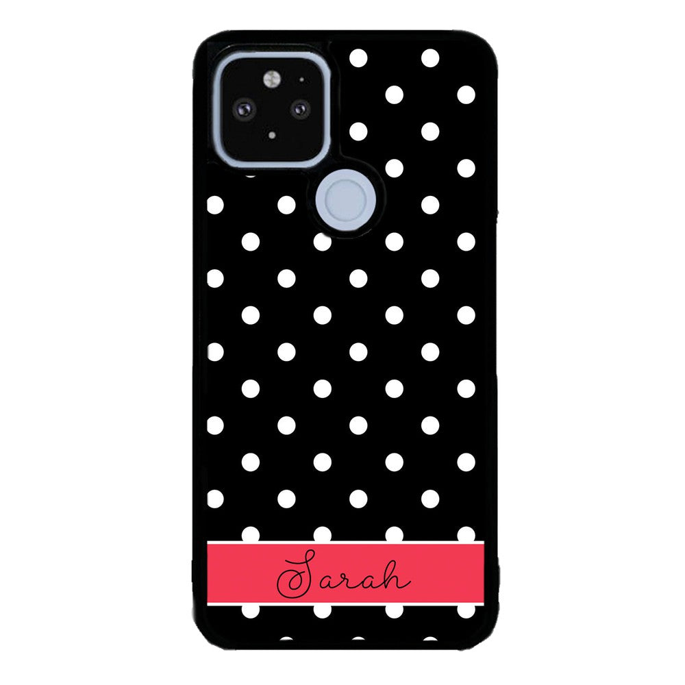 Black Polka Dot Red Personalized Google Phone Case