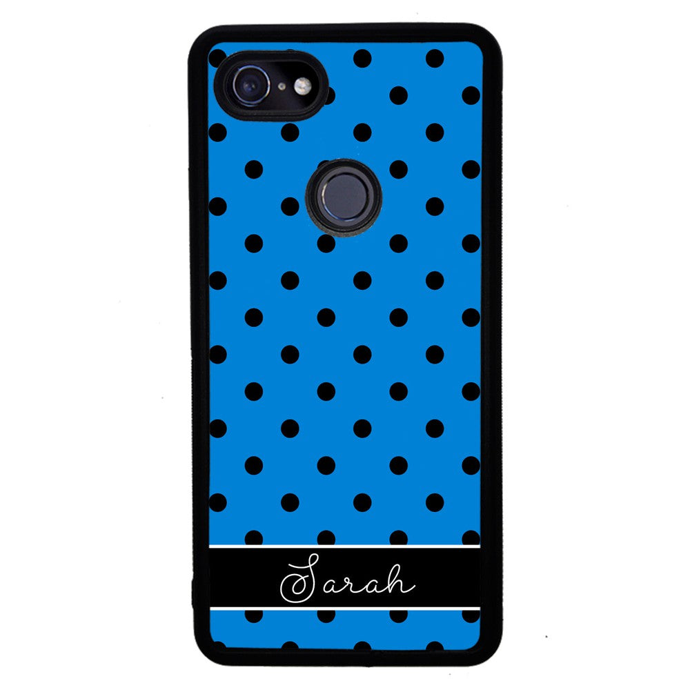 Blue Black Polka Dot Personalized Google Phone Case