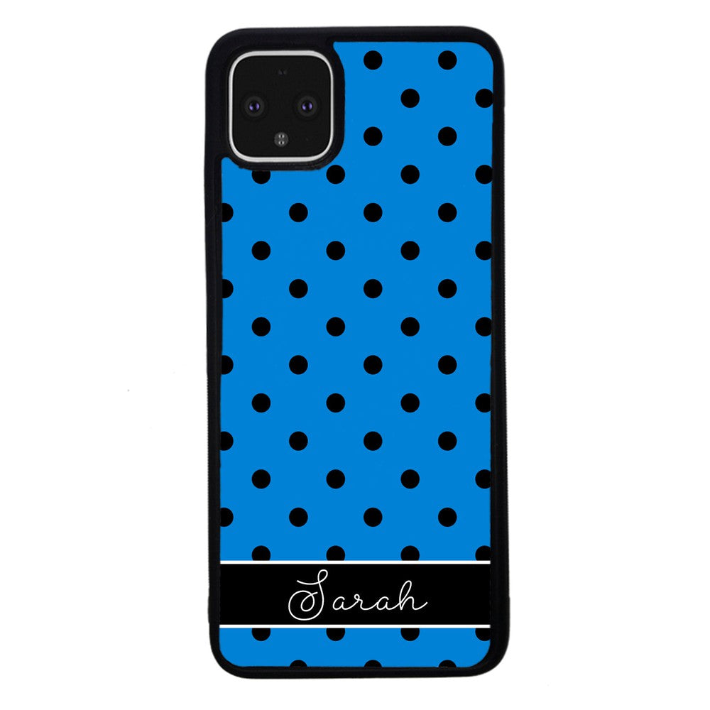 Blue Black Polka Dot Personalized Google Phone Case