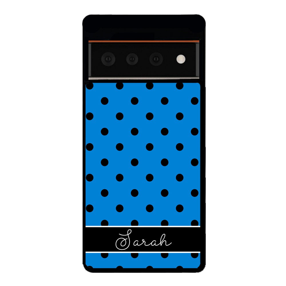 Blue Black Polka Dot Personalized Google Phone Case