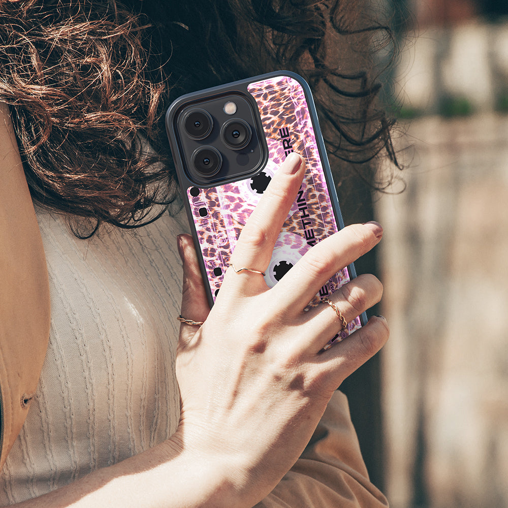 Leopard Skin Clear Pink Cassette Tape Personalized Apple iPhone Case