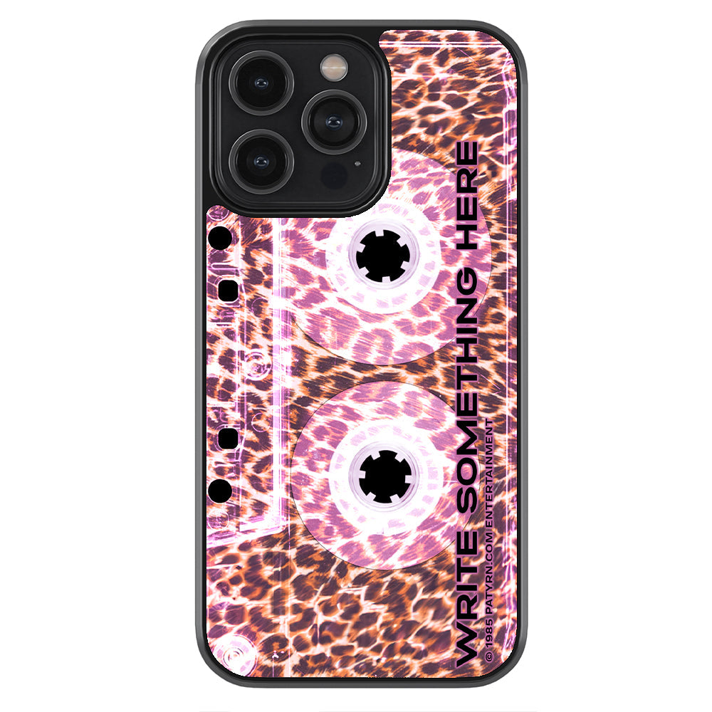 Leopard Skin Clear Pink Cassette Tape Personalized Apple iPhone Case