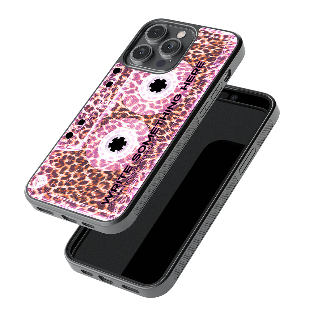 Leopard Skin Clear Pink Cassette Tape Personalized Apple iPhone Case