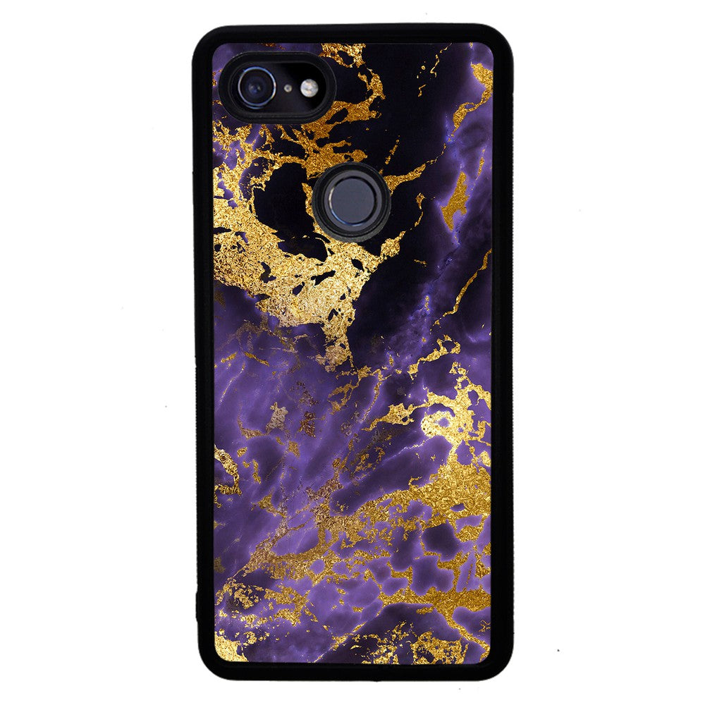 Purple and Gold Foil Marble Google Phone Case