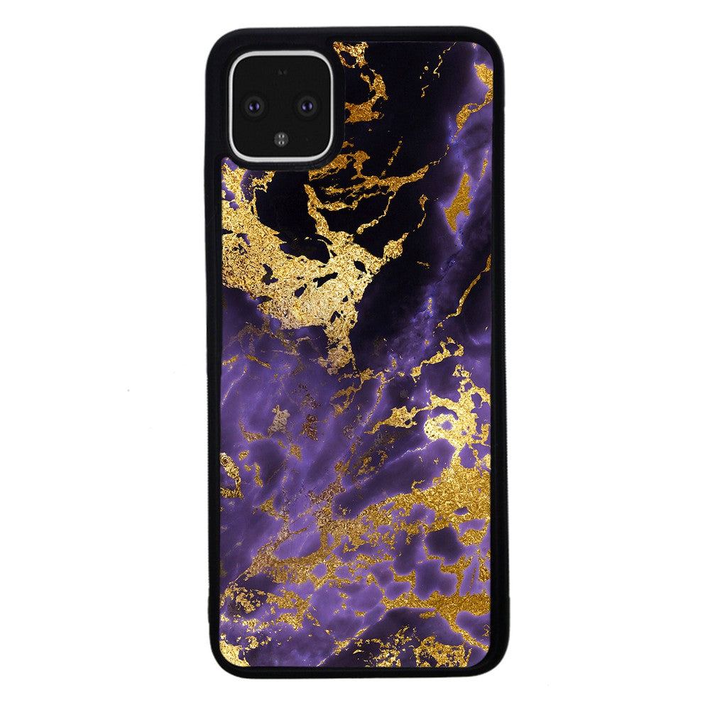Purple and Gold Foil Marble Google Phone Case