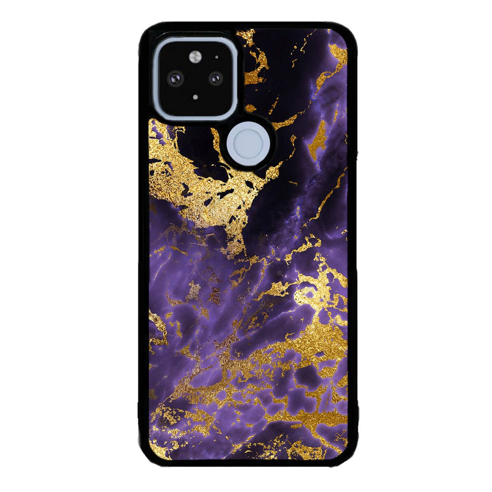 Purple and Gold Foil Marble Google Phone Case