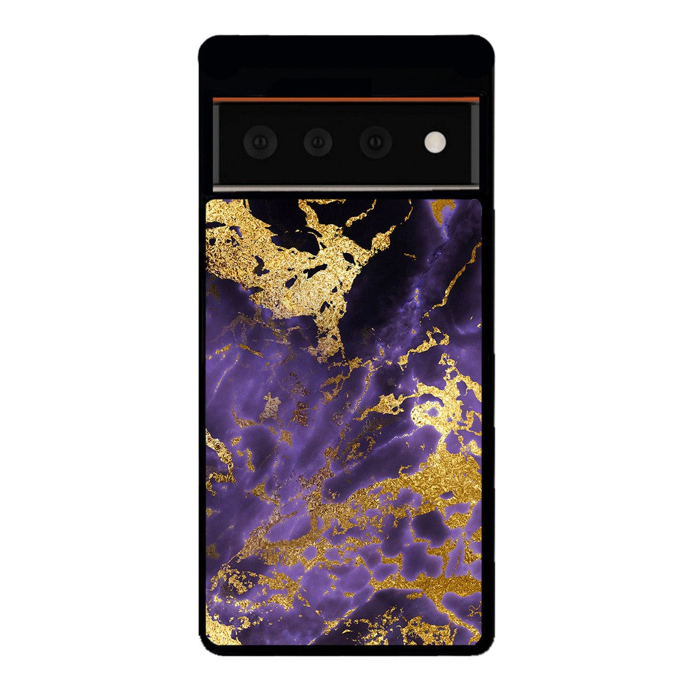 Purple and Gold Foil Marble Google Phone Case