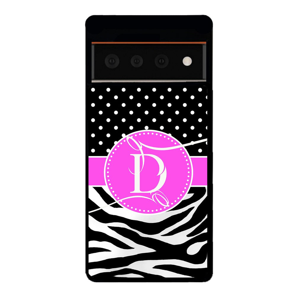 Zebra and Polka Dot Initial Google Phone Case